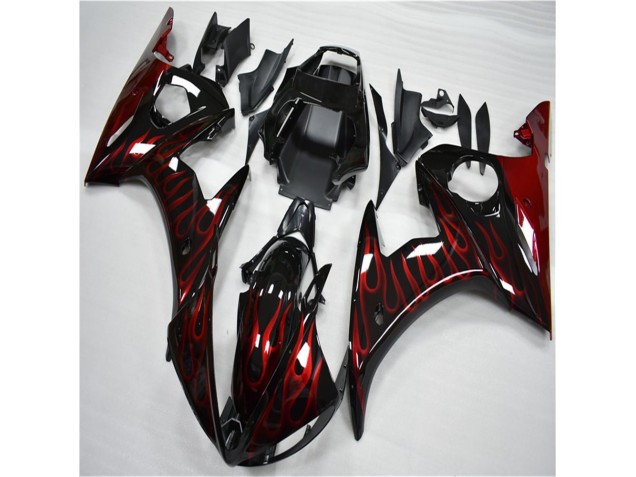 Schwarz rote Flamme R6 03-05 Verkleidungen Schwarz rote Flamme R6 03-05 Verkleidungen