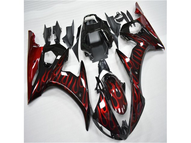 Schwarz rote Flamme R6 03-05 Verkleidungen Schwarz rote Flamme R6 03-05 Verkleidungen