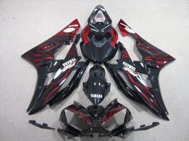 Schwarz rote Flamme R6 06-07 Verkleidung