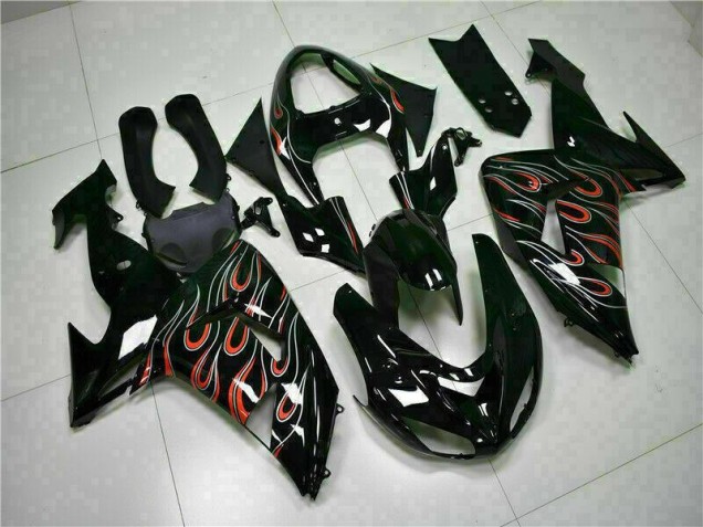 Schwarz rote Flamme ZX10R 06-07 Verkleidung Schwarz rote Flamme ZX10R 06-07 Verkleidung