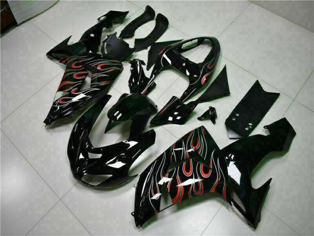 Schwarz rote Flamme ZX10R 06-07 Verkleidung Schwarz rote Flamme ZX10R 06-07 Verkleidung