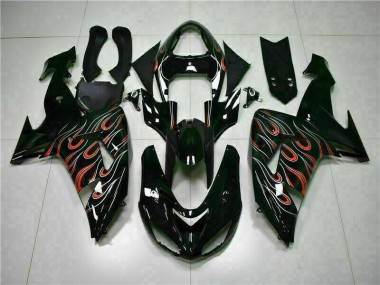 Schwarz rote Flamme ZX10R 06-07 Verkleidung