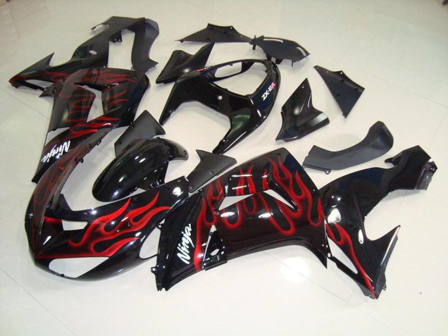 Schwarz rote Flamme ZX10R 06-07 Verkleidungen Schwarz rote Flamme ZX10R 06-07 Verkleidungen