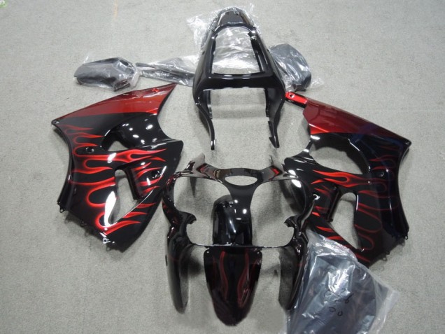 Schwarz rote Flamme ZX6R 00-02 Verkleidung