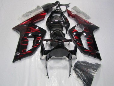 Schwarz rote Flamme ZX6R 03-04 Verkleidungen