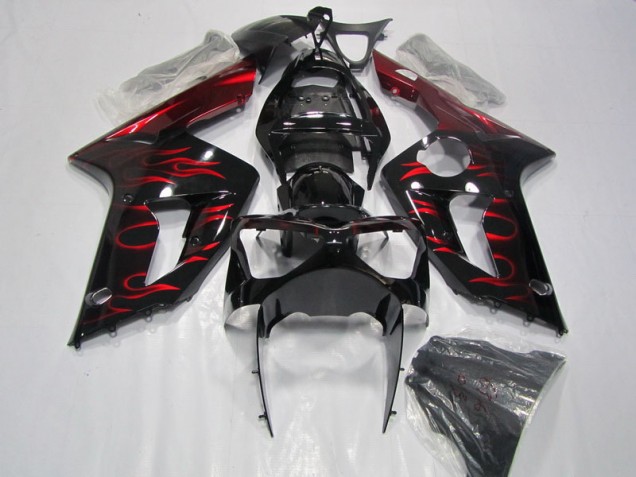 Schwarz rote Flamme ZX6R 03-04 Verkleidungen Schwarz rote Flamme ZX6R 03-04 Verkleidungen