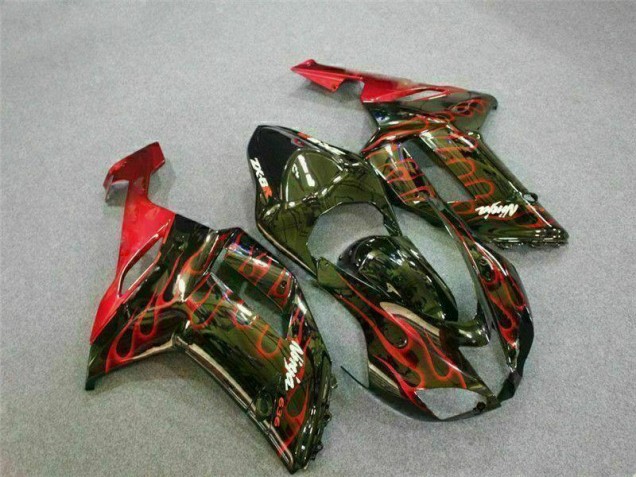 Schwarz rote Flamme ZX6R 07-08 Verkleidungen Schwarz rote Flamme ZX6R 07-08 Verkleidungen