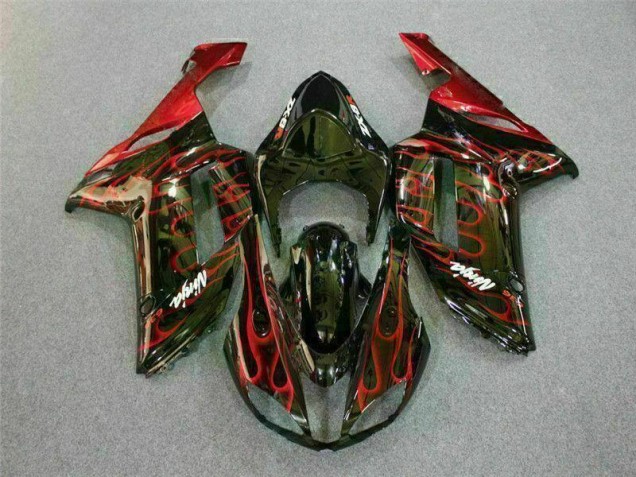Schwarz rote Flamme ZX6R 07-08 Verkleidungen Schwarz rote Flamme ZX6R 07-08 Verkleidungen