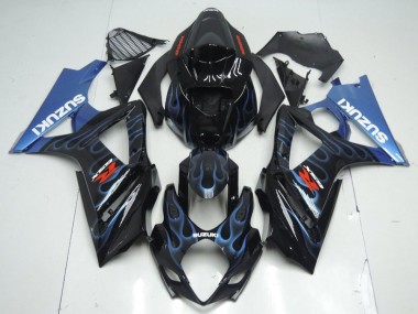 Schwarze Blau Flamme GSXR 1000 K7 07-08 Verkleidungen