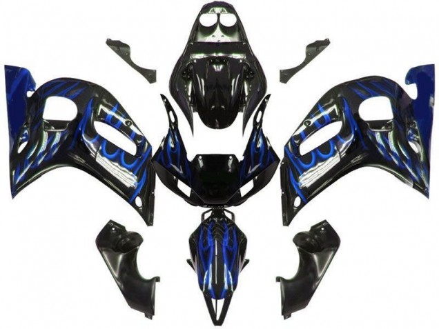 Schwarze Blau Flamme R6 98-02 Verkleidungen