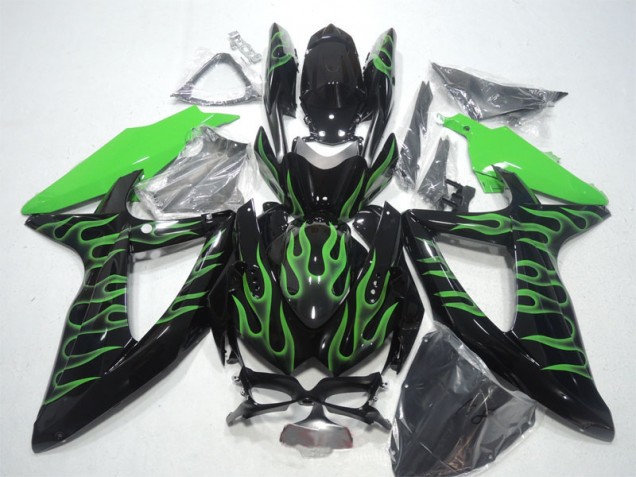 Schwarze Grüne Flamme GSXR 600 K8 08-10 Verkleidungen Schwarze Grüne Flamme GSXR 600 K8 08-10 Verkleidungen