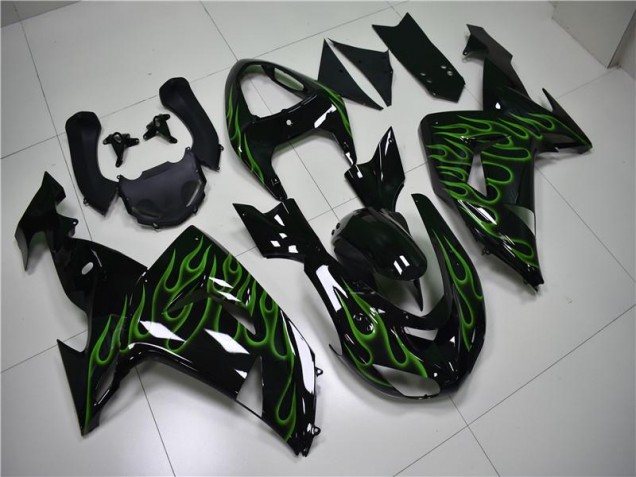 Schwarze Grüne Flamme ZX10R 06-07 Verkleidungen Schwarze Grüne Flamme ZX10R 06-07 Verkleidungen