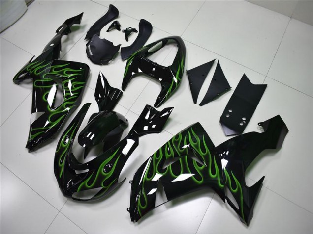 Schwarze Grüne Flamme ZX10R 06-07 Verkleidungen Schwarze Grüne Flamme ZX10R 06-07 Verkleidungen