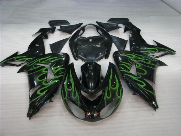Schwarze Grüne Flamme ZX10R 06-07 Verkleidungen Schwarze Grüne Flamme ZX10R 06-07 Verkleidungen