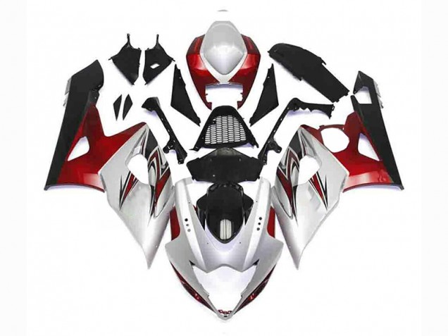 Silber Rot Schwarz GSXR 1000 K5 05-06 Verkleidungen Silber Rot Schwarz GSXR 1000 K5 05-06 Verkleidungen