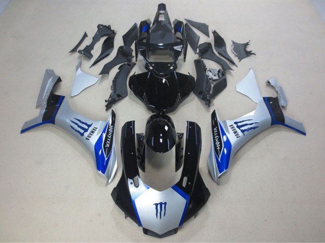 Silber Schwarz Blau Monster R1 15-19 Verkleidungen Silber Schwarz Blau Monster R1 15-19 Verkleidungen