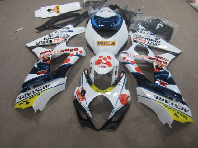 Weiß Blau Dunkel Hund GSXR 1000 K7 07-08 Verkleidungen Weiß Blau Dunkel Hund GSXR 1000 K7 07-08 Verkleidungen