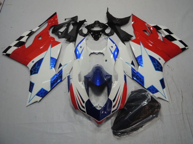 Weiß Blau Rot Ducati 1199 11-14 Verkleidungen Weiß Blau Rot Ducati 1199 11-14 Verkleidungen