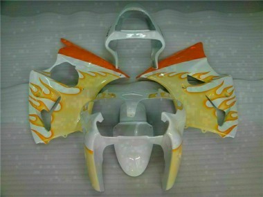 Weiß Gelb Flamme ZX6R 00-02 Verkleidungen