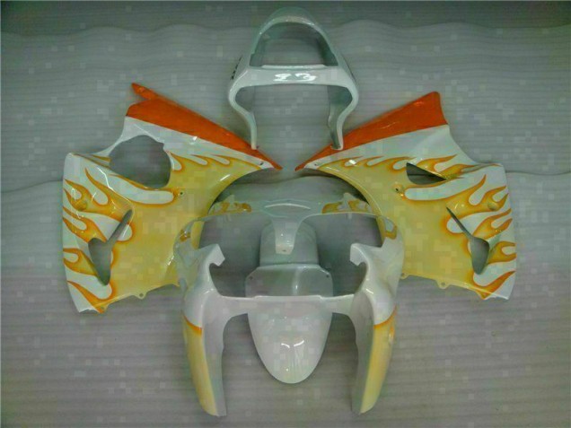 Weiß Gelb Flamme ZX6R 00-02 Verkleidungen
