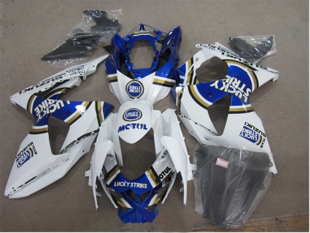 Weiß Lucky Strike Blau Motul GSXR 1000 K9 09-16 Verkleidungen