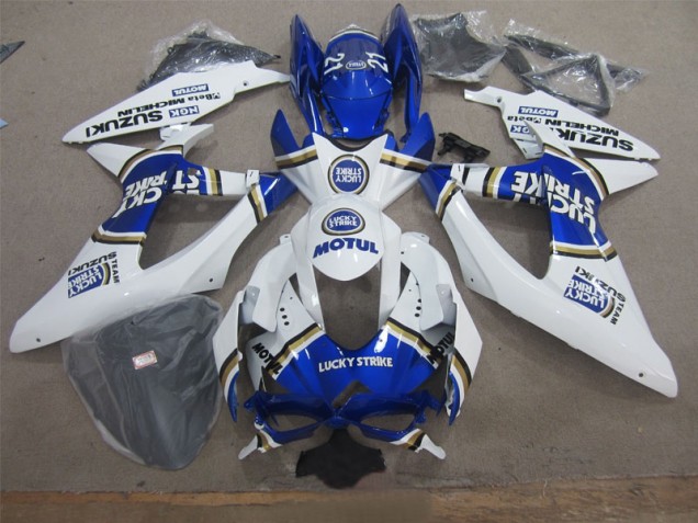 Weiß Lucky Strike Blau Motul GSXR 600 K8 08-10 Verkleidungen