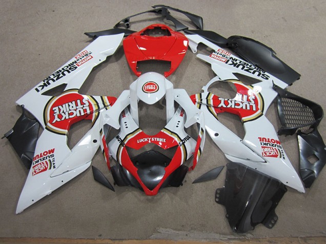 Weiß Lucky Strike Rot Motul GSXR 1000 K5 05-06 Verkleidung Weiß Lucky Strike Rot Motul GSXR 1000 K5 05-06 Verkleidung
