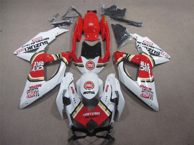 Weiß Lucky Strike Rot Motul GSXR 600 K8 08-10 Verkleidungen
