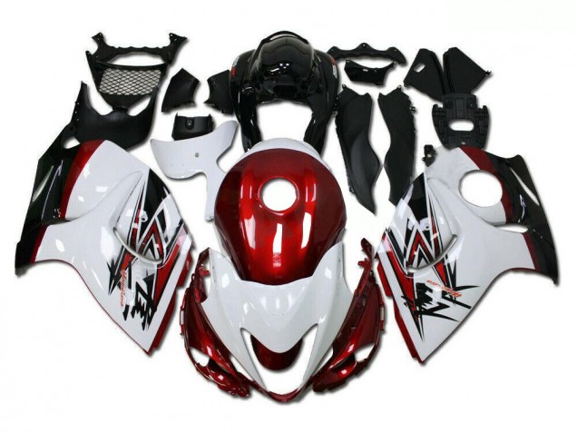 Weiß Rot GSXR 1300 Hayabusa 08-19 Verkleidungen
