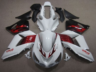 Weiß Rot Ninja ZX14R ZZR 1400 06-11 Verkleidungen