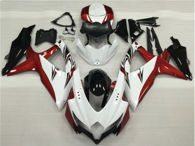 Weiß Rot Schwarz GSXR 600 / 750 K8 08-10 Verkleidungen Weiß Rot Schwarz GSXR 600 / 750 K8 08-10 Verkleidungen