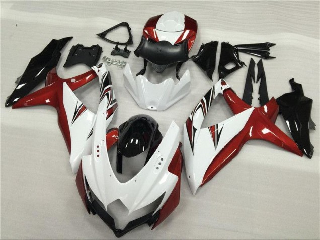 Weiß Rot Schwarz GSXR 600 / 750 K8 08-10 Verkleidungen Weiß Rot Schwarz GSXR 600 / 750 K8 08-10 Verkleidungen