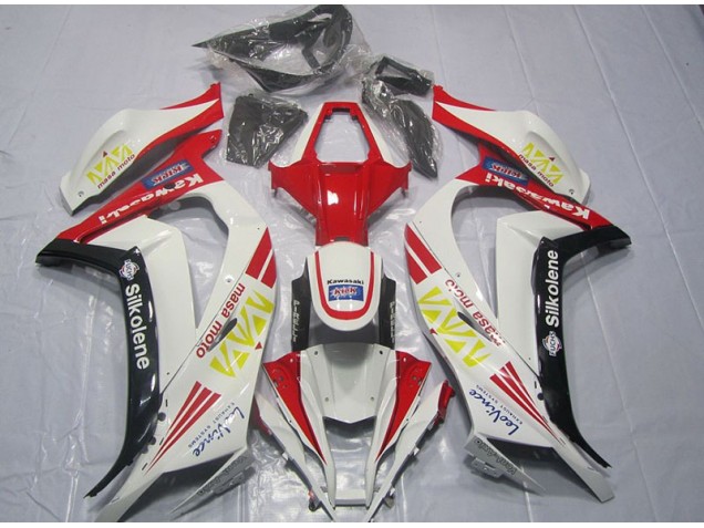 Weiß Rot Silkolene ZX10R 11-15 Verkleidungen Weiß Rot Silkolene ZX10R 11-15 Verkleidungen