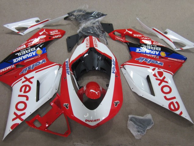 Weiß Rot Xerox Ducati 1098 07-14 Verkleidungen Weiß Rot Xerox Ducati 1098 07-14 Verkleidungen