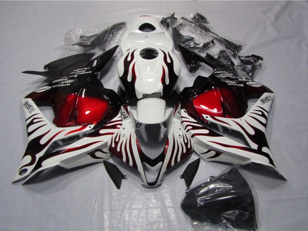 Weiß Schwarz Rot Flamme CBR 600 RR 09-12 Verkleidungen