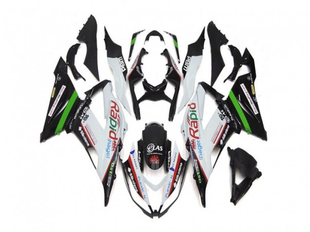 Weiß Schwarz ZX6R 13-18 Verkleidungen Weiß Schwarz ZX6R 13-18 Verkleidungen