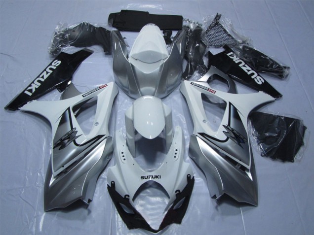 Weiß Silber Schwarz GSXR 1000 K7 07-08 Verkleidungen Weiß Silber Schwarz GSXR 1000 K7 07-08 Verkleidungen