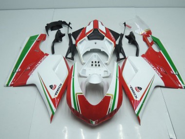 Weiß Und Rot mit Grün Streifen Ducati 848 1098 1198 07-14 Verkleidungen